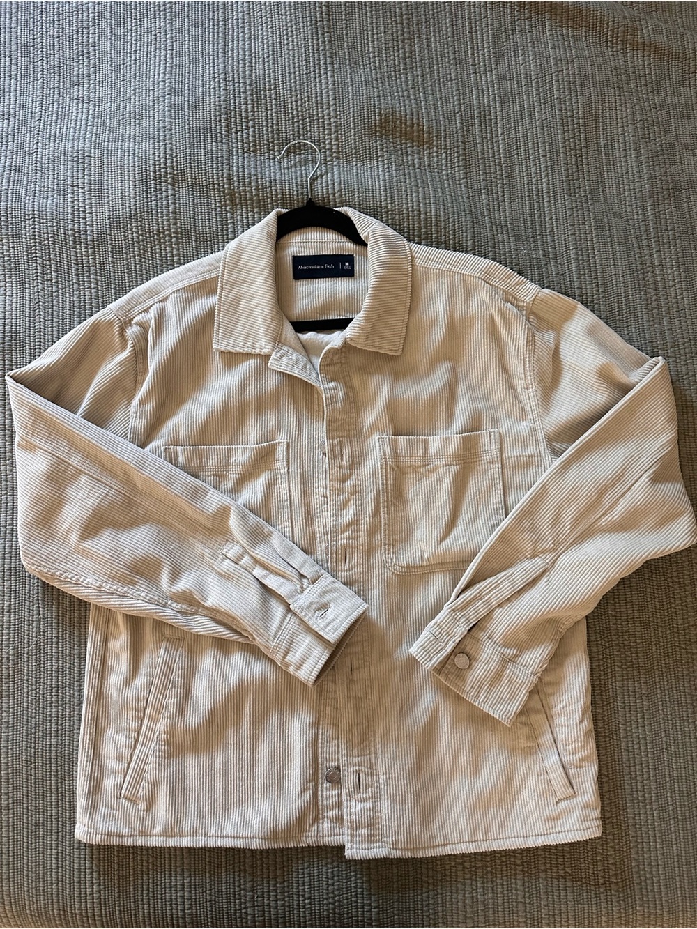 Abercrombie & Fitch Men's Medium Cream Corduroy Shirt Jacket